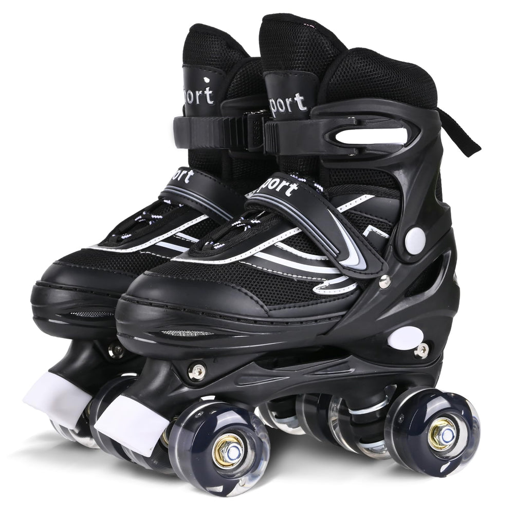 G MGY OLED front view showing black white skates and sturdy shell for dependable fit
