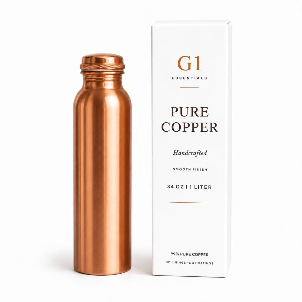 G1 Essentials front view showing elegant copper bottle and smooth finish for stylish hydration