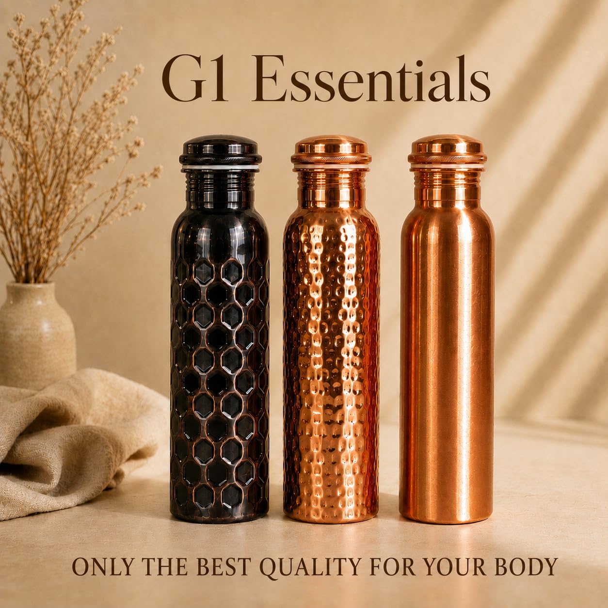 G1 Essentials side-by-side polished and patina finishes showing evolving character and longevity