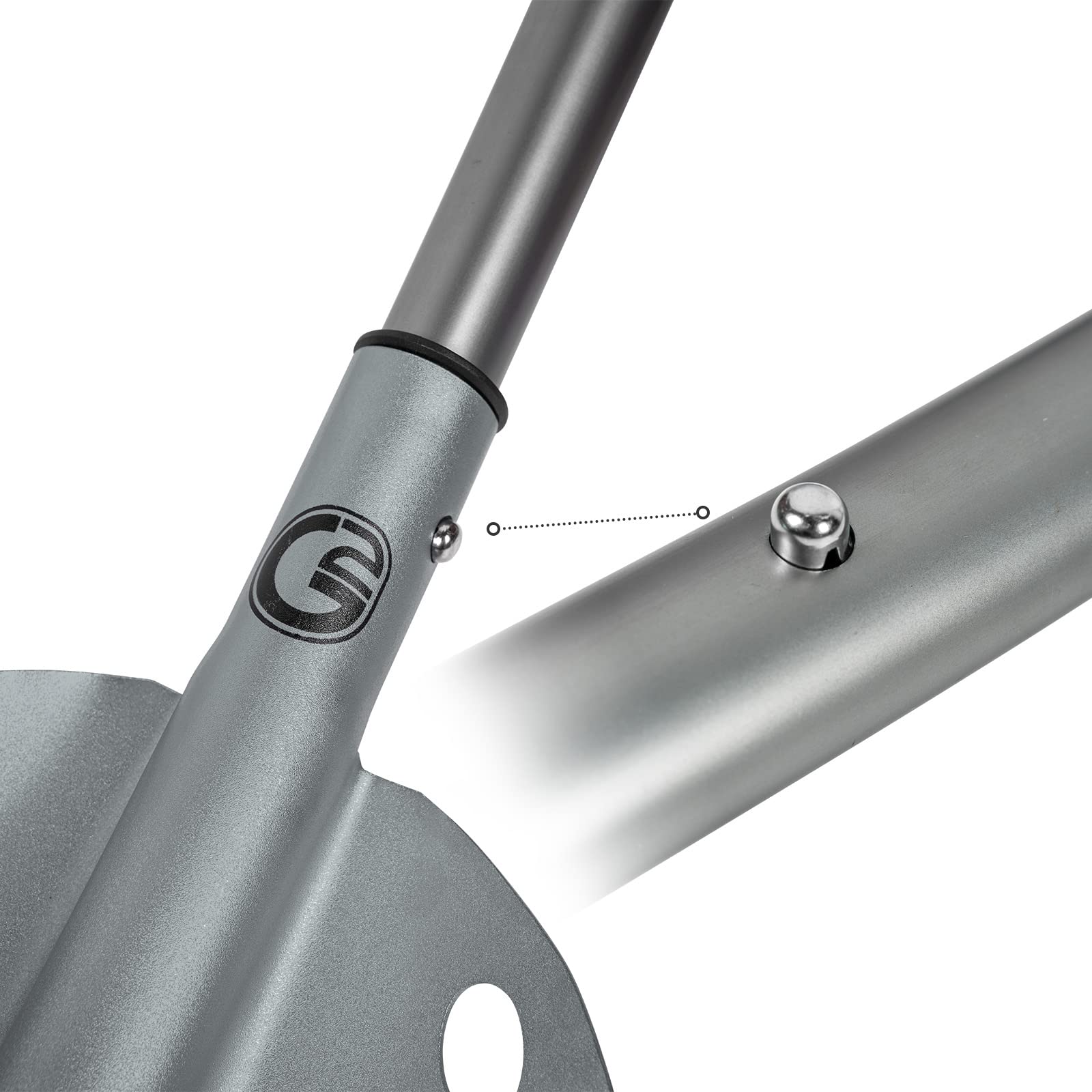 G2 GO2GETHER collapsed shovel size beside pack illustrating compact storage benefit