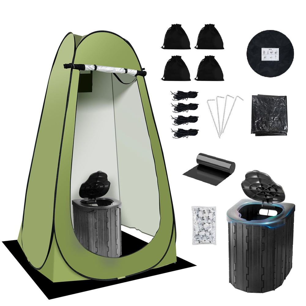 G2 GO2GETHER front view tent and toilet showing privacy and portability