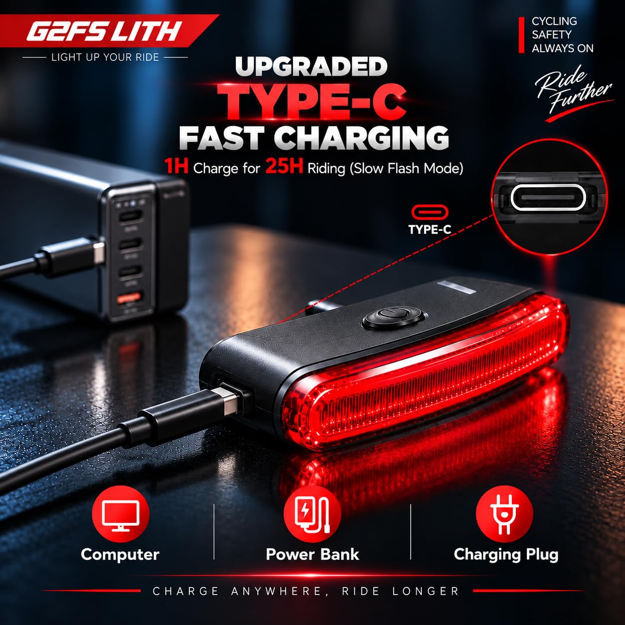 G2FS LITH on evening road illustrating 220-degree wide-angle beam