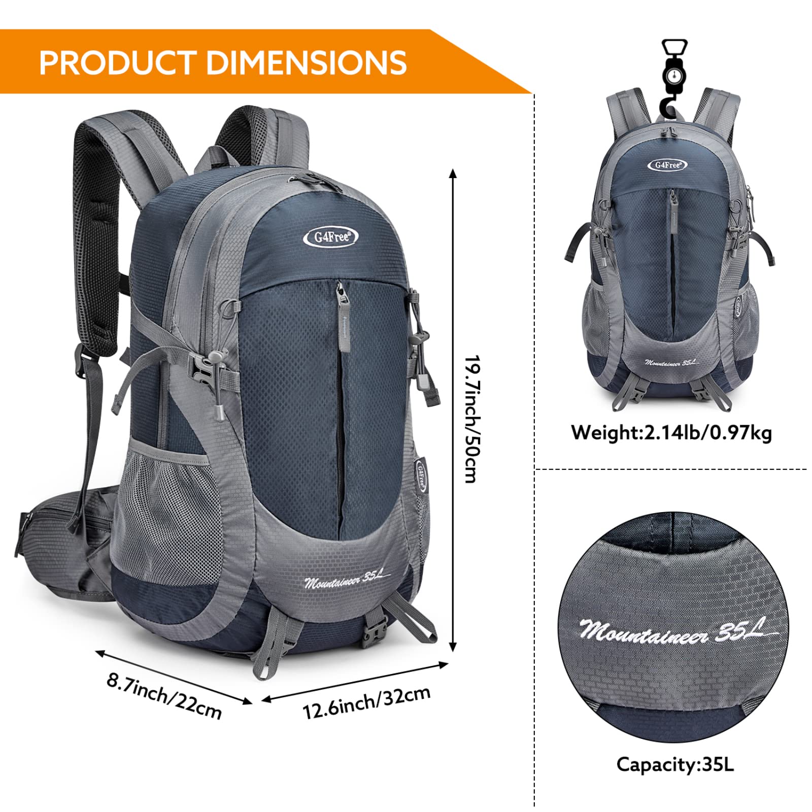 G4Free breathable back panel and padded shoulder straps for comfortable carrying