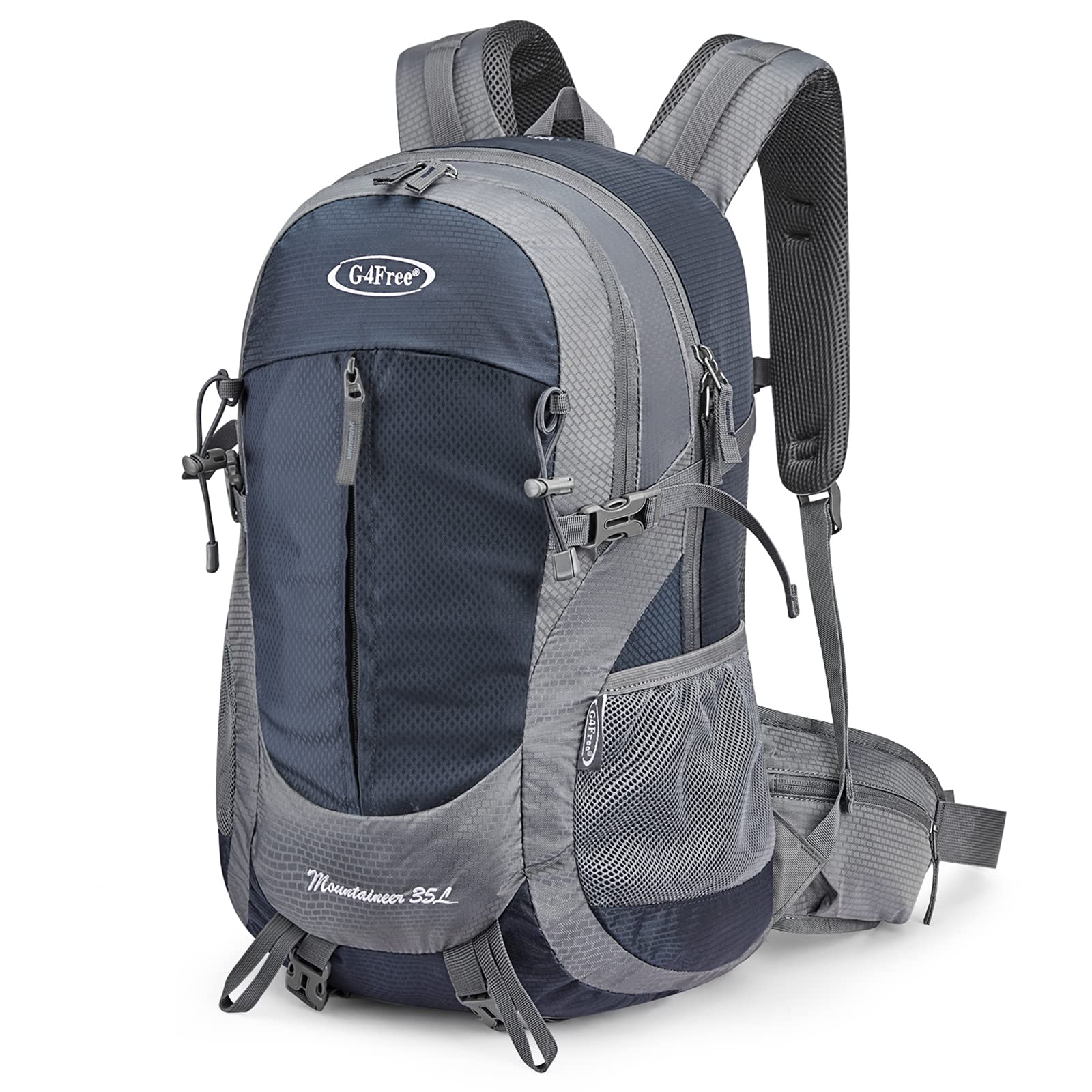 G4Free 35L front view showing pockets and clean packing layout for quick access