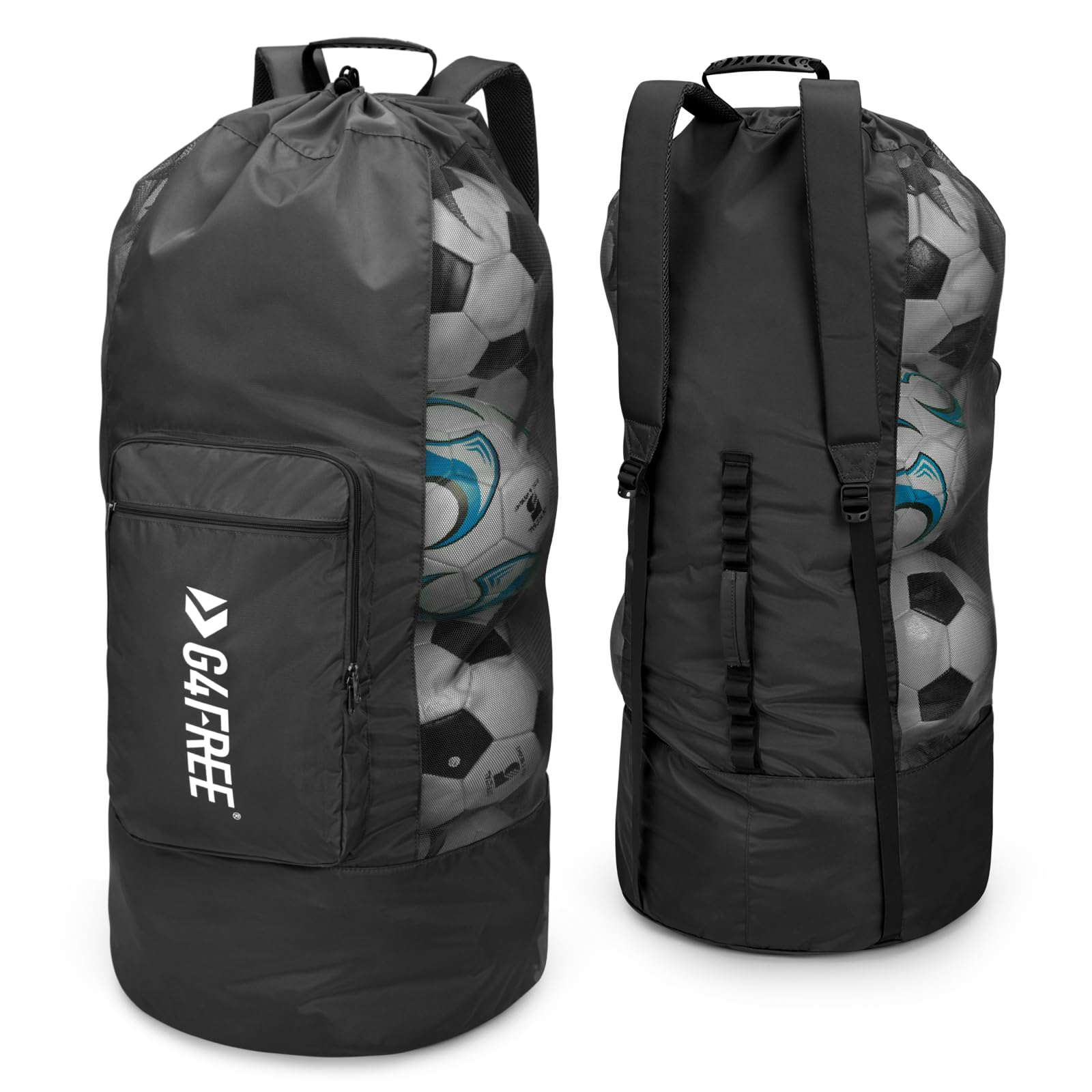 G4Free front view large mesh ball bag showing capacity and ventilation benefit