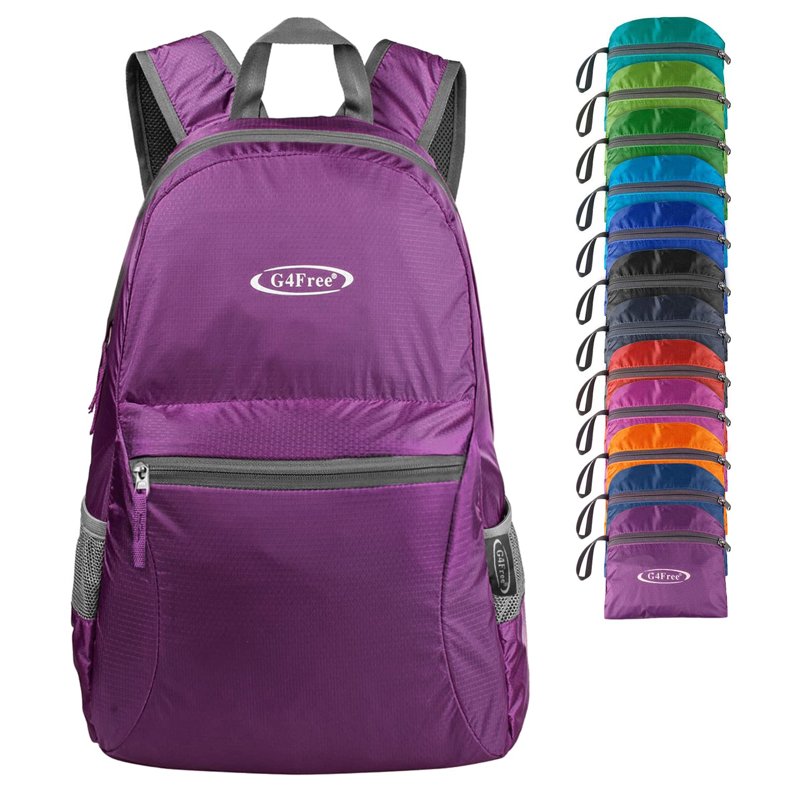G4Free front view of backpack showing organized pockets and light weight benefit
