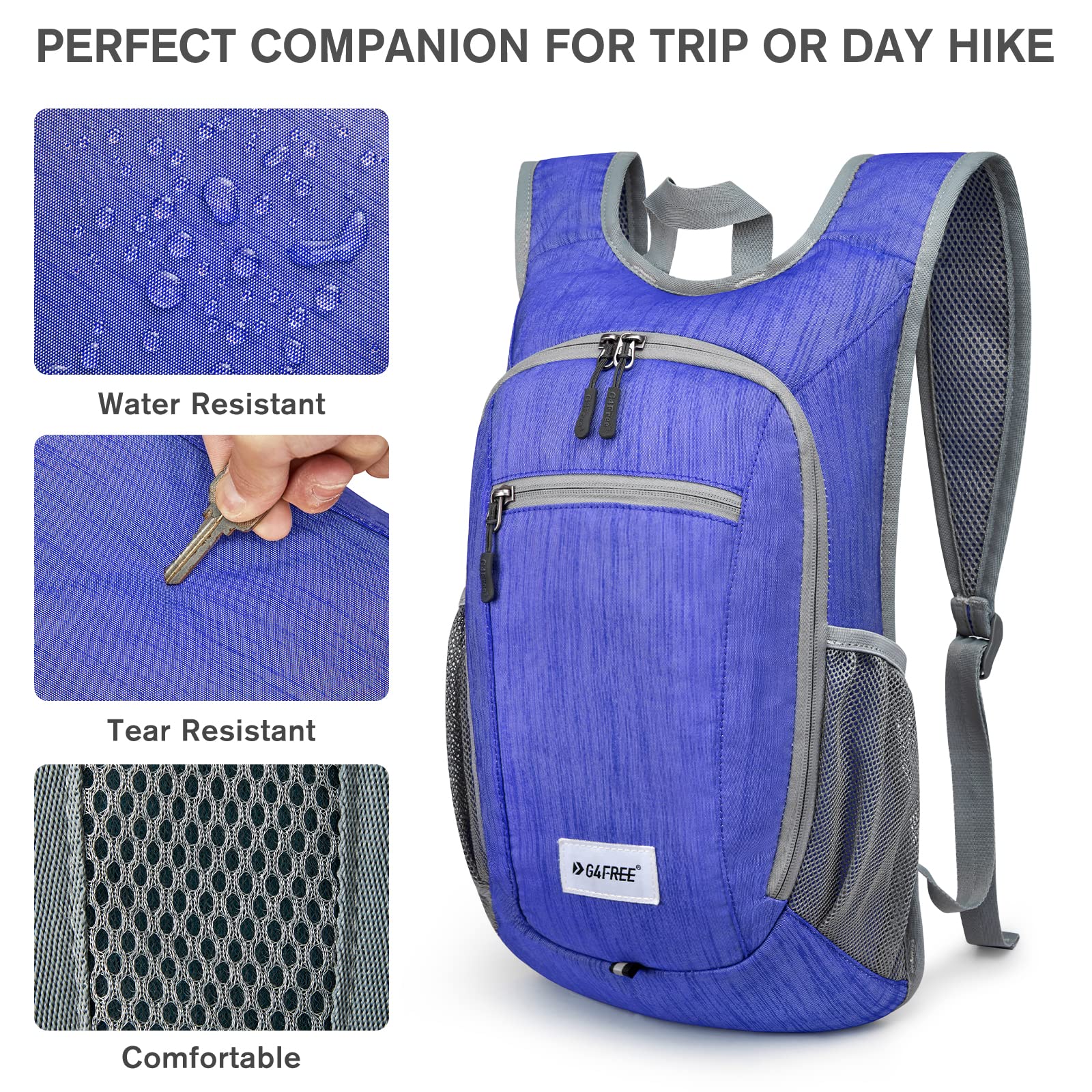 G4Free backpack worn by hiker illustrating comfortable lightweight carry