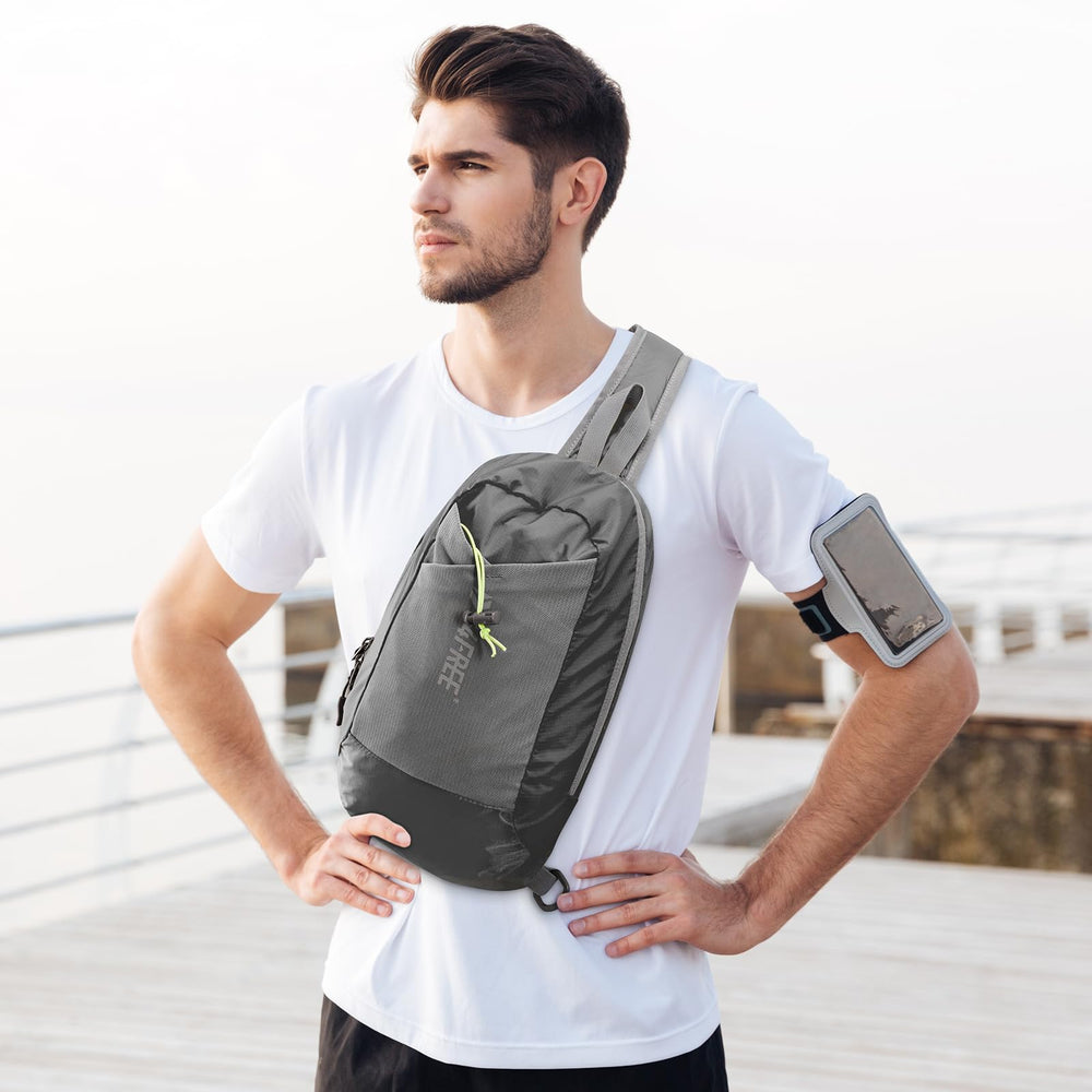G4Free worn across chest during run for hands-free convenience