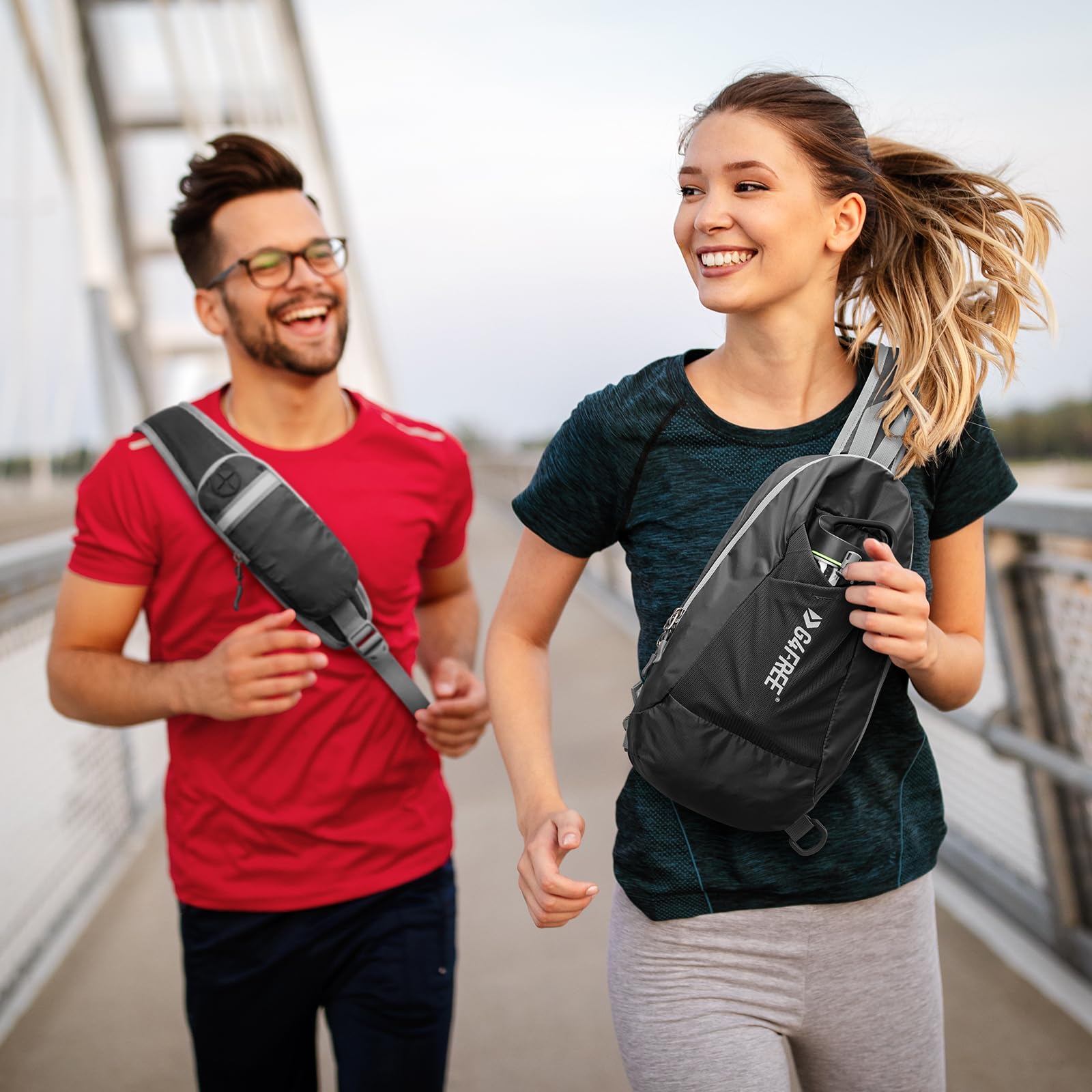 G4Free sling bag worn by traveler demonstrating hands-free convenience