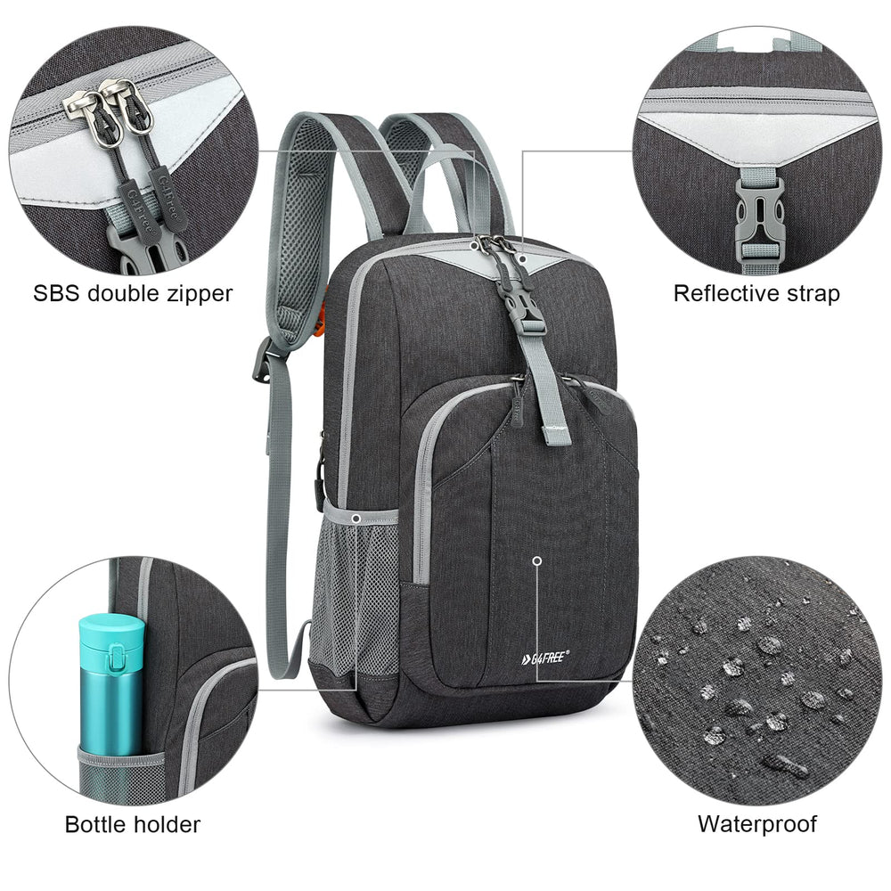 G4Free next to water bottle showing compact 10L capacity and scale