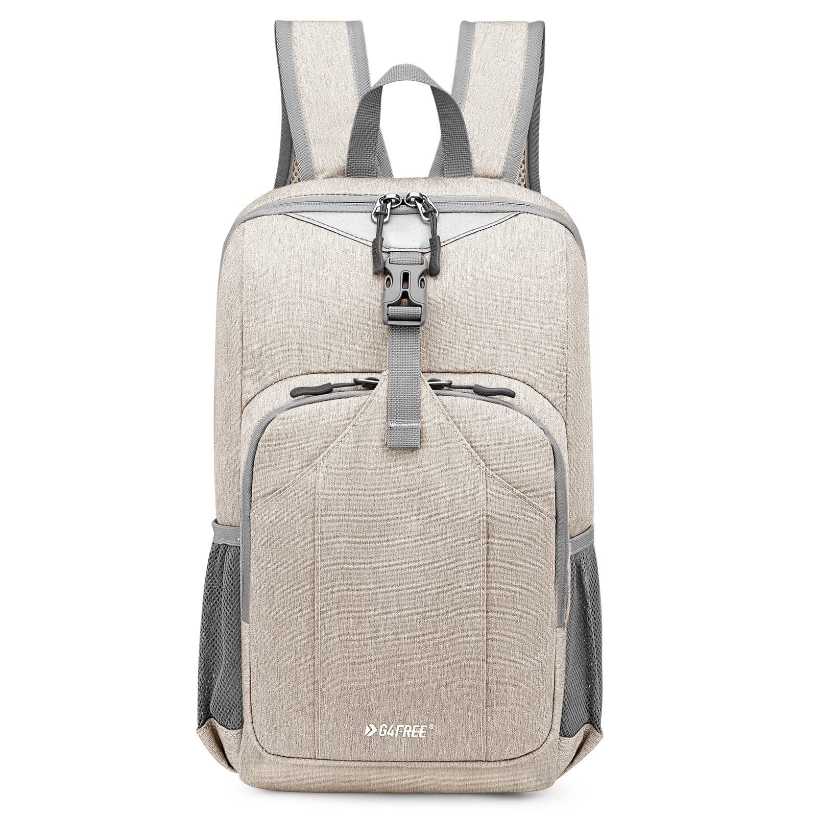 G4Free front view showing compact shape and zip pockets for organized carry