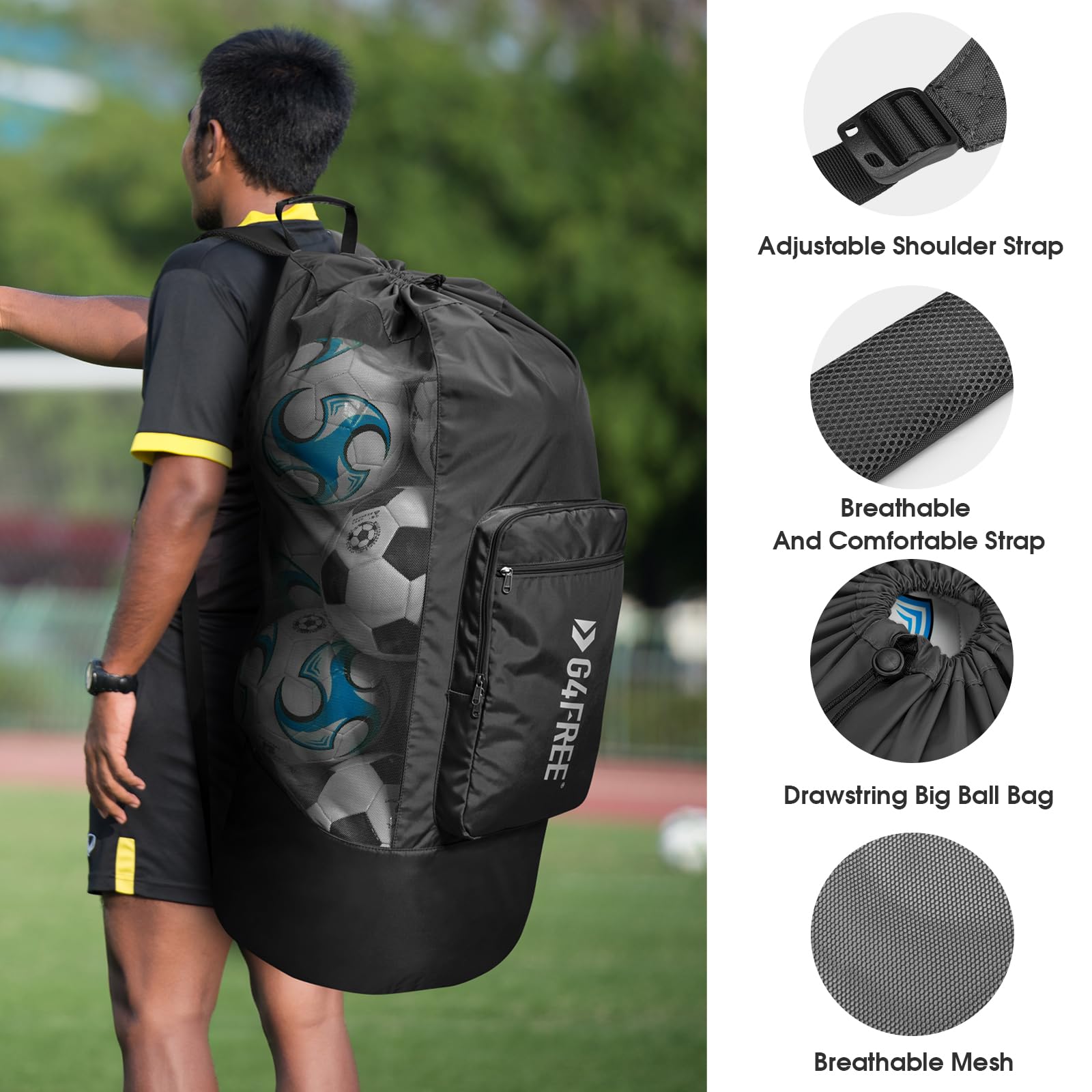 G4Free padded shoulder strap in use easing heavy-load carrying comfort
