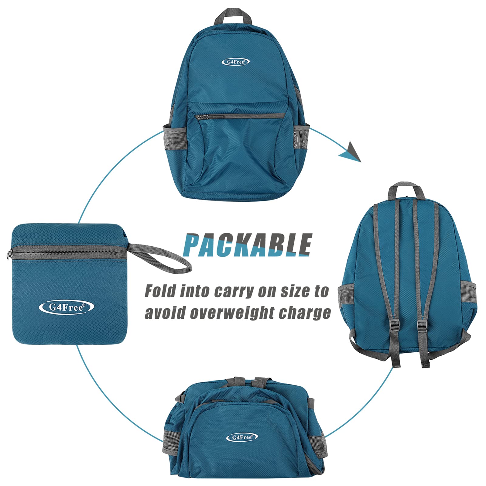 G4Free side mesh pocket holding a water bottle for easy hydration