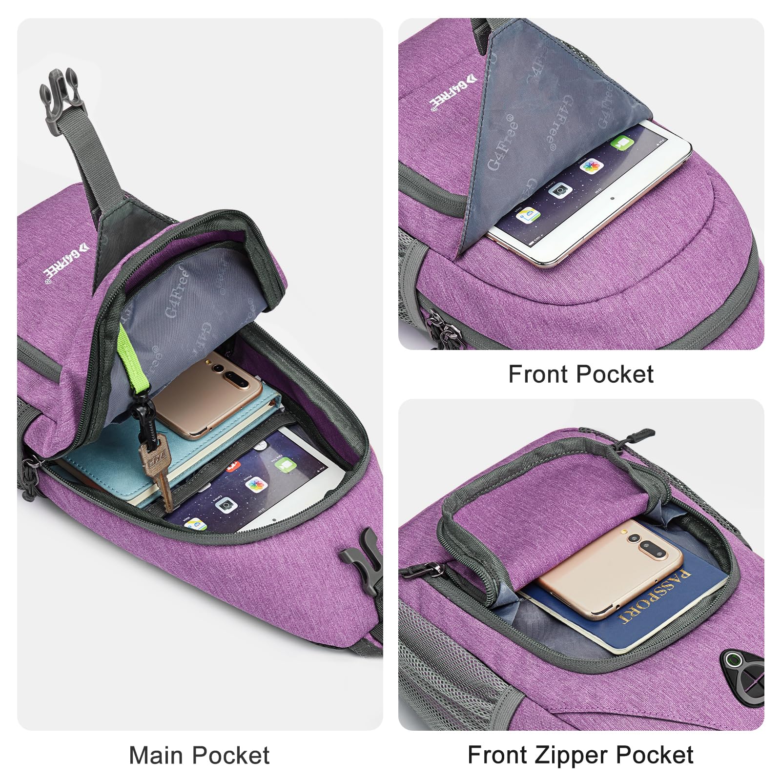 G4Free side pocket holding water bottle for hydration on the go