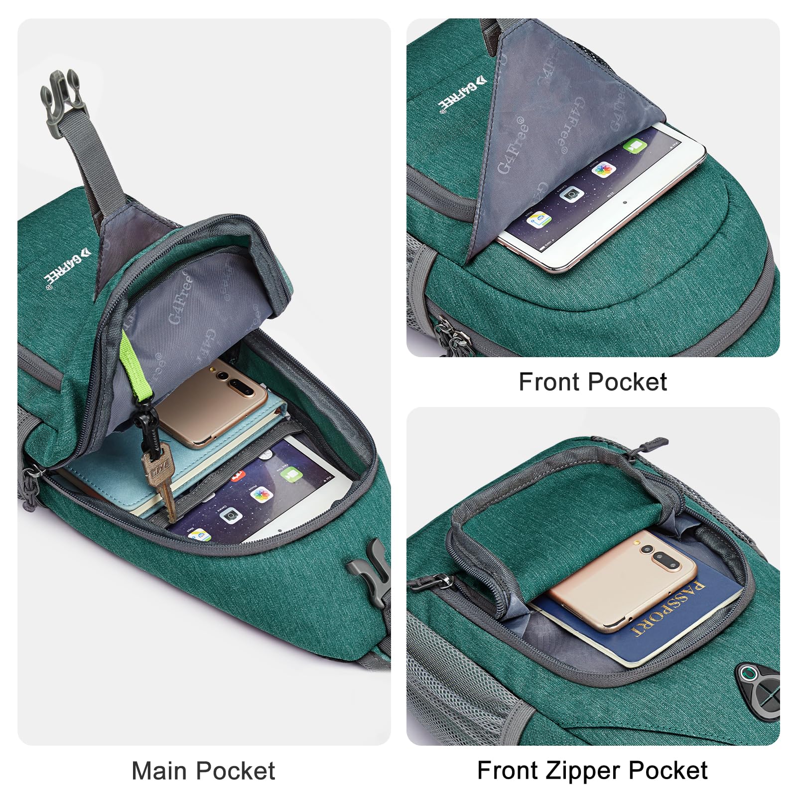 G4Free side pocket holding a water bottle for hydration on the go