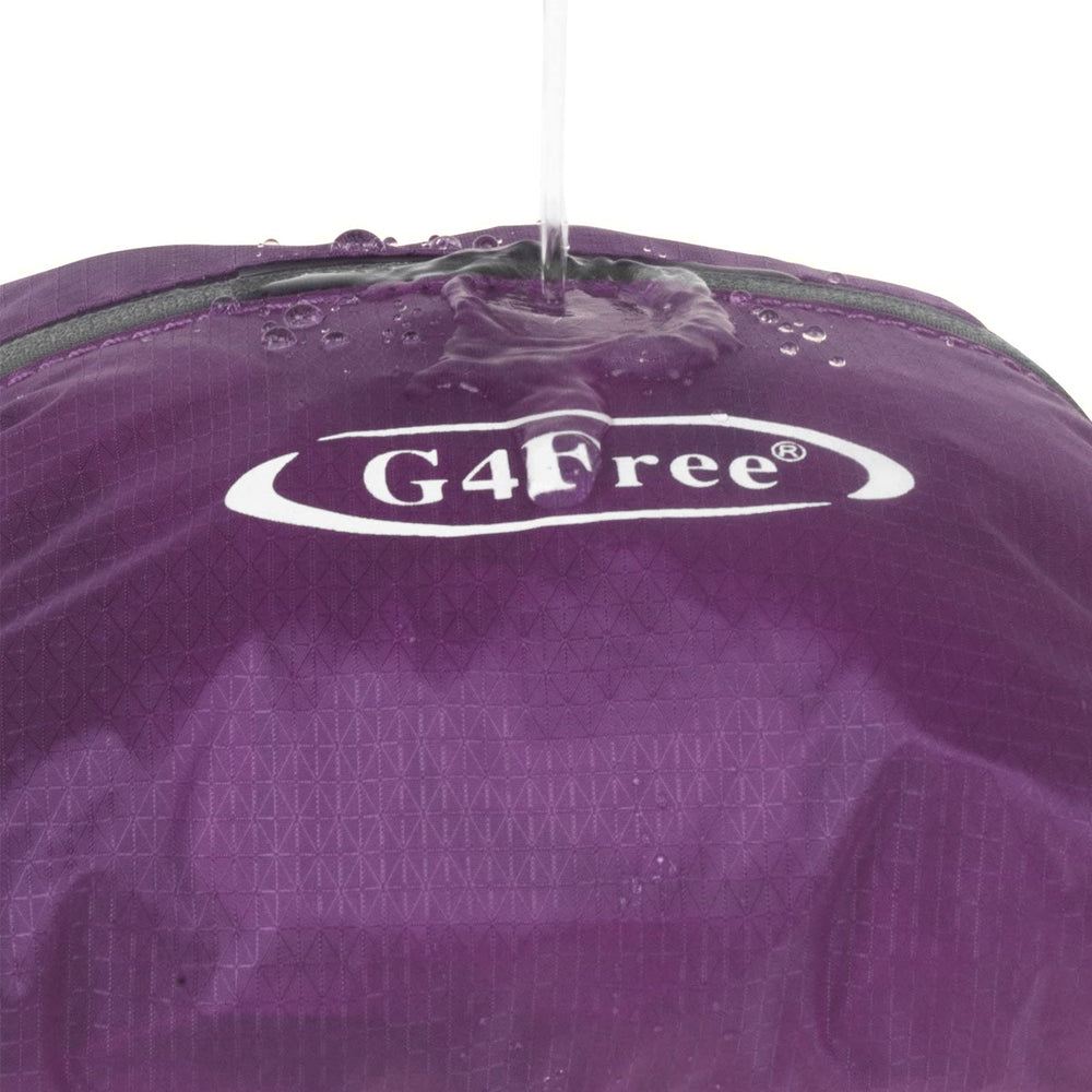 G4Free backpack next to suitcase showing compact fold for travel convenience