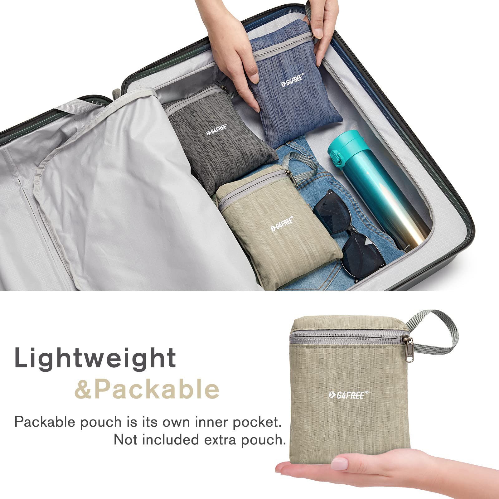 G4Free next to a water bottle showing compact size and capacity