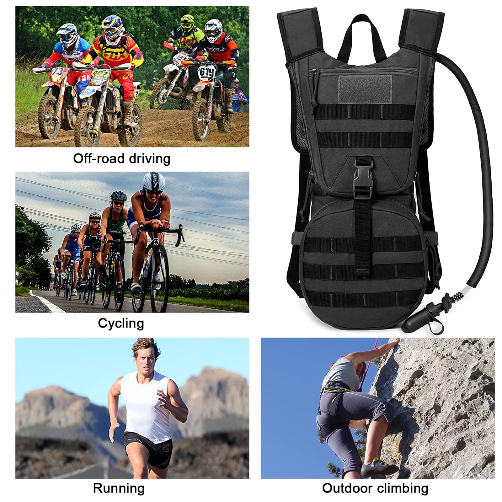 G4Free pack beside a water bottle for scale showing compact 3L capacity