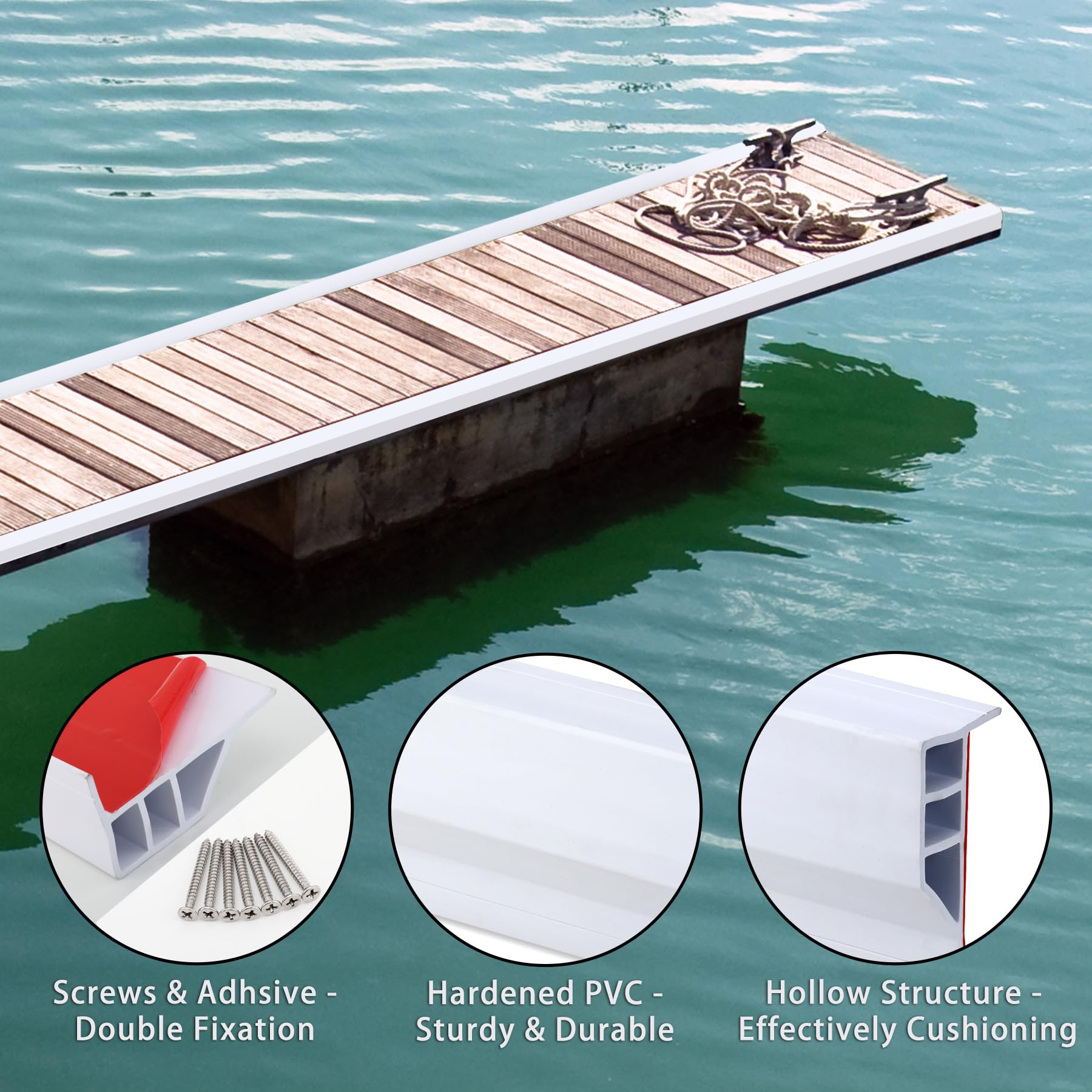 Gaahing in-use mounted on dock edge protecting boat hull from impact