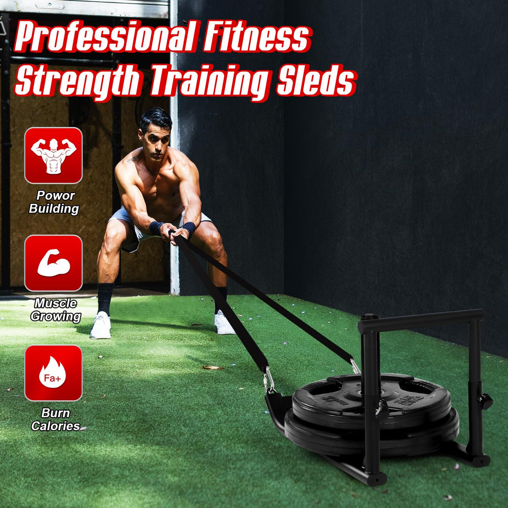 GADFISH athlete pushing sled on turf to build power and sprint resistance