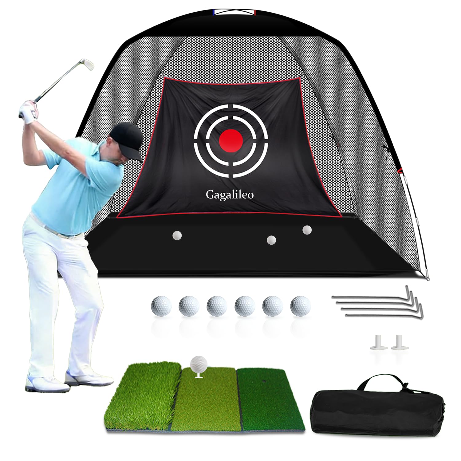 Gagalileo front view of 12x7FT backstop showing full coverage and stability