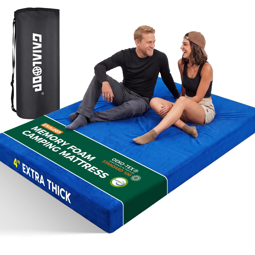 Gaialoop full-size lapis blue mattress front view showing thick comfort