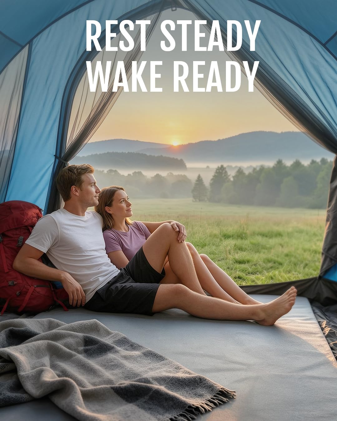 Gaialoop mattress set up inside a tent offering improved campsite sleep
