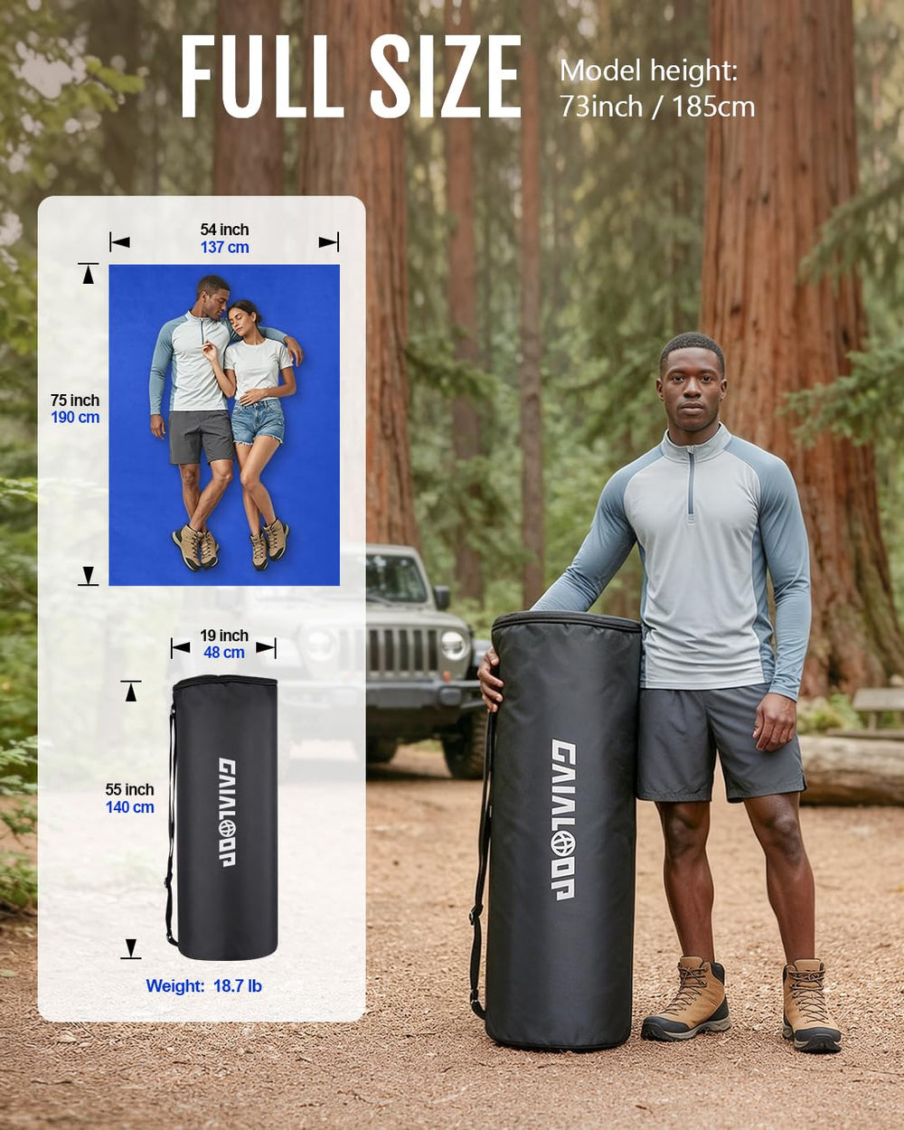 Gaialoop mattress loaded in car trunk ready for road trip convenience