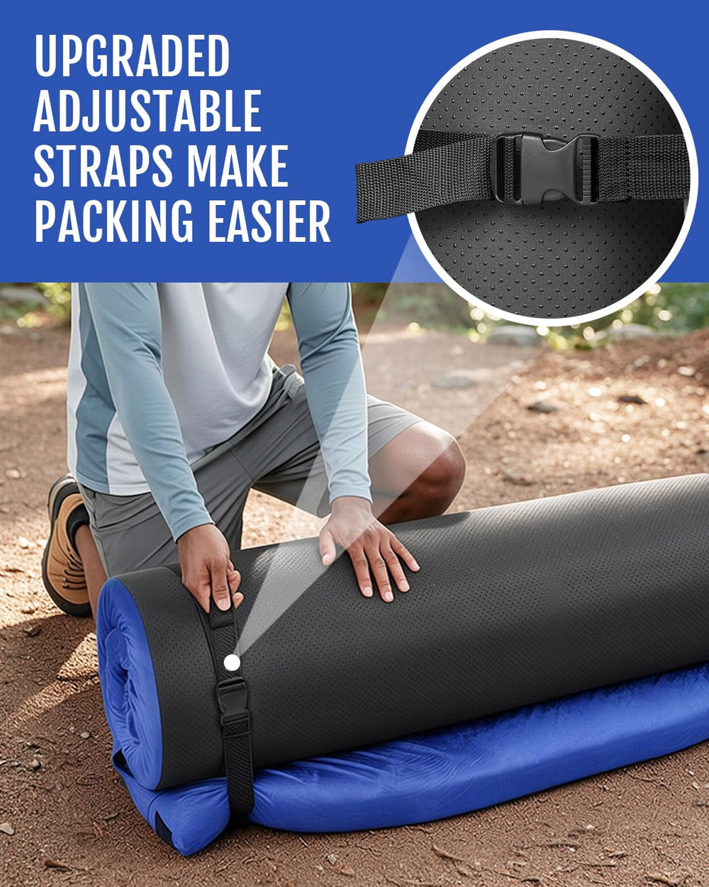 Gaialoop next to water bottle showing full-size scale and portability