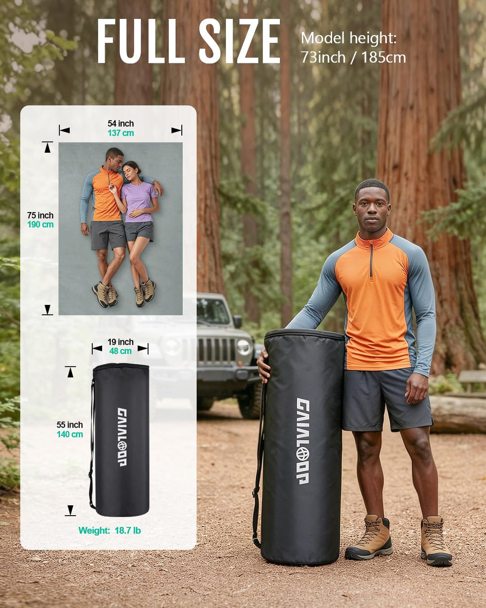 Gaialoop next to backpack for scale showing full-size but portable padding