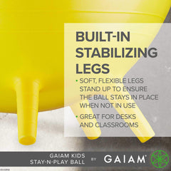 Gaiam ball in use with child studying demonstrates active sitting and improved focus
