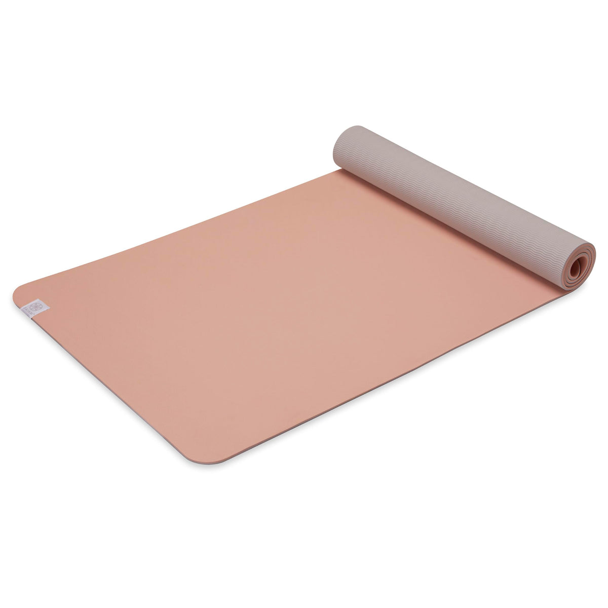 Gaiam TPE mat front view showing full length and blush color for confident practice
