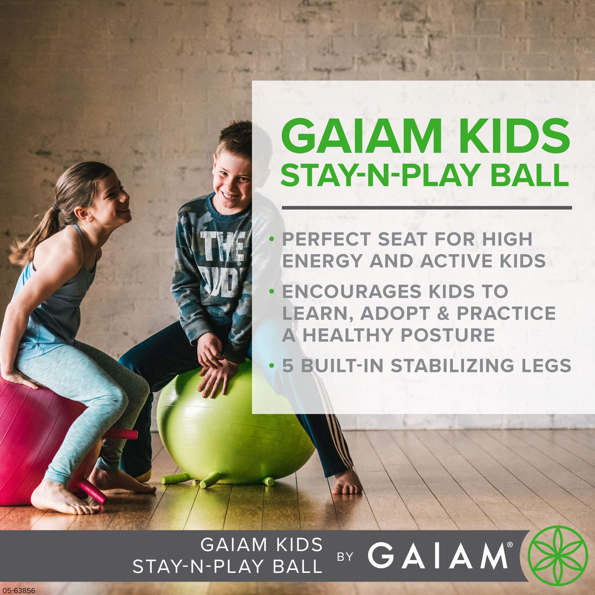 Gaiam stabilizing legs close-up highlights five soft feet for anti-roll stability
