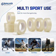 GALVO Sports clear tape securing a shin guard for stable protection benefit