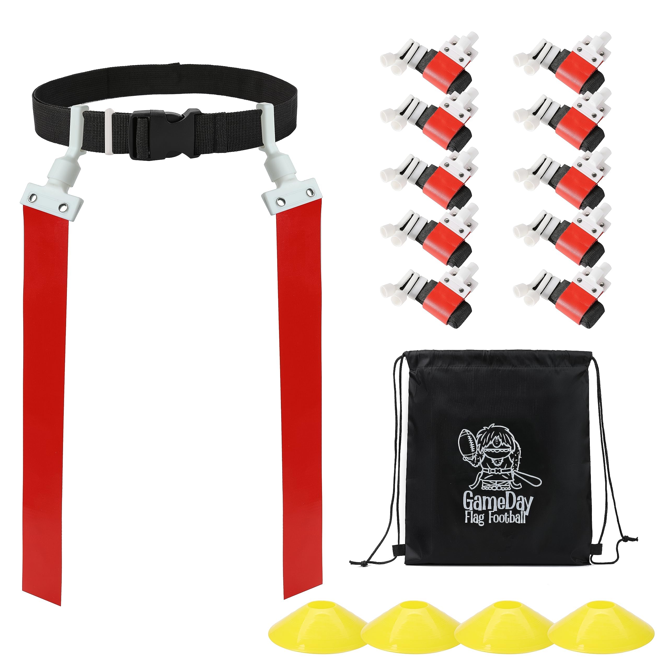 GameDay Fitness front packaging showing complete red flag football kit and convenience