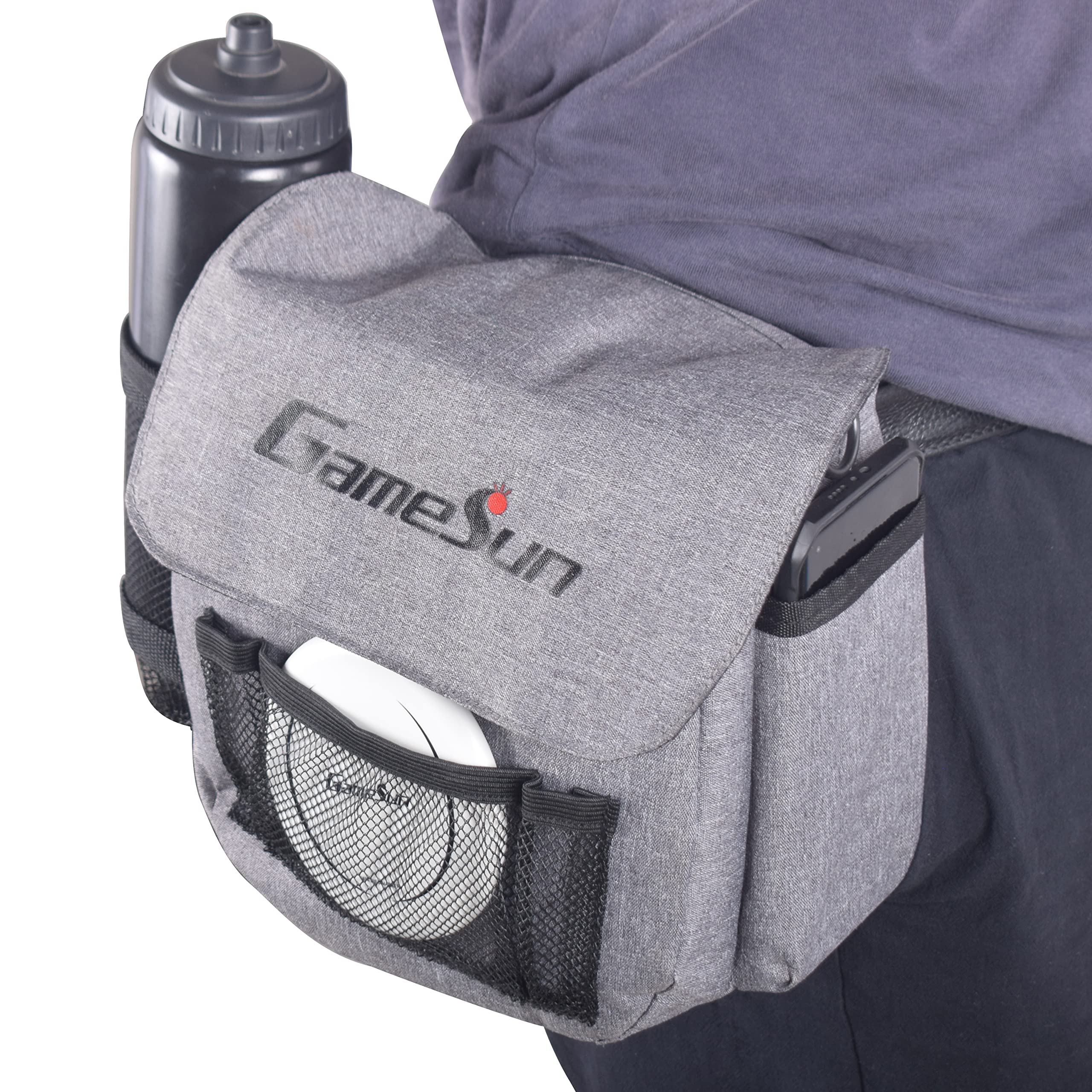 GAMESUN embroidered black towel and mini disc marker for cleaner grips and easy scoring