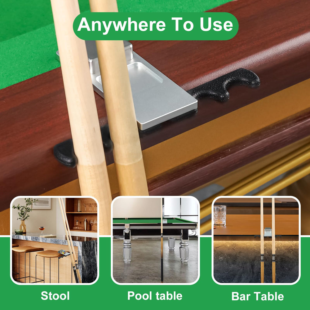 GAMESUN cue holder loaded with four cues and chalk for organized storage