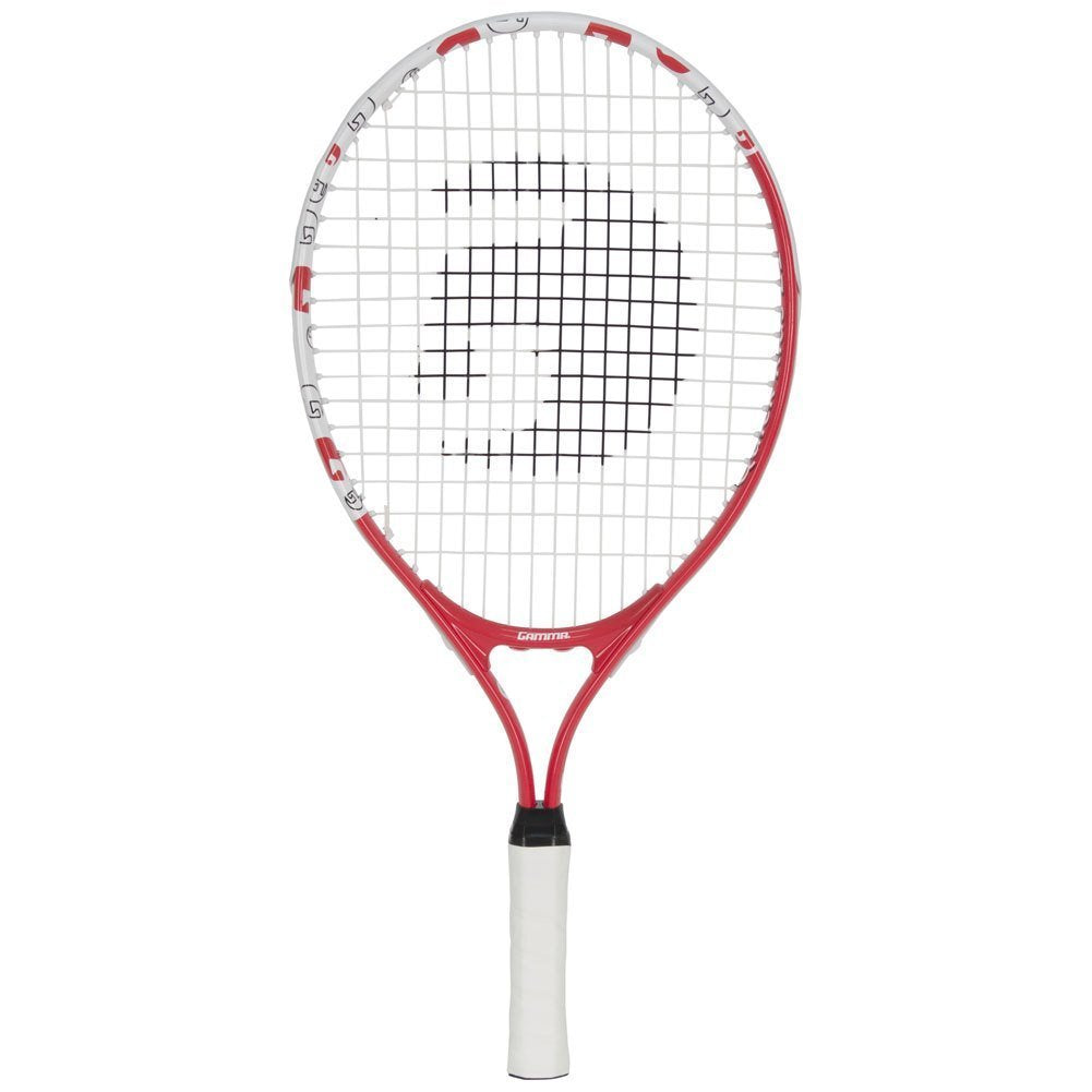 GAMMA prestrung strings close-up showing 93 sq. in. head for larger sweet spot and confidence