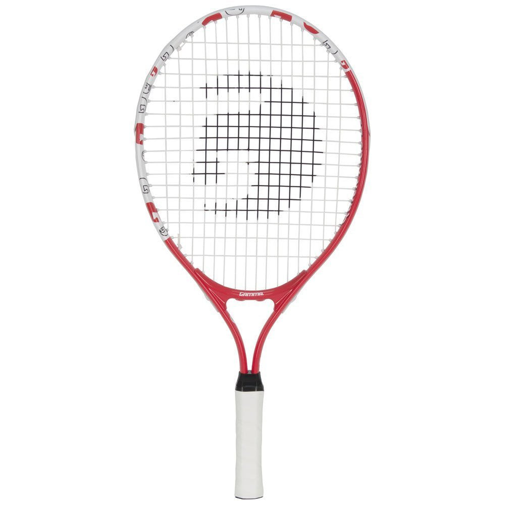 GAMMA prestrung strings close-up showing 93 sq. in. head for larger sweet spot and confidence