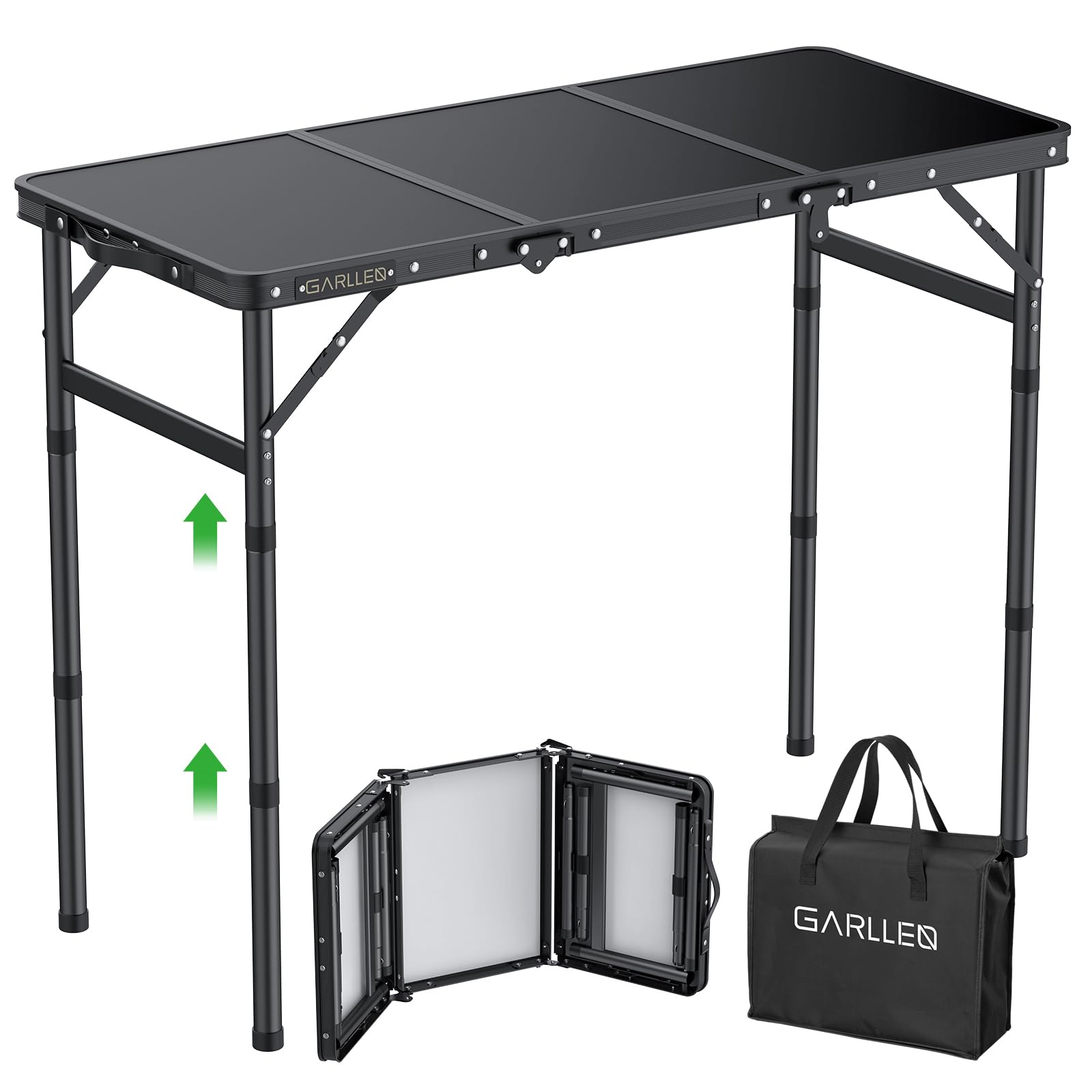 GARLLEN folded front view showing compact portability and organized storage