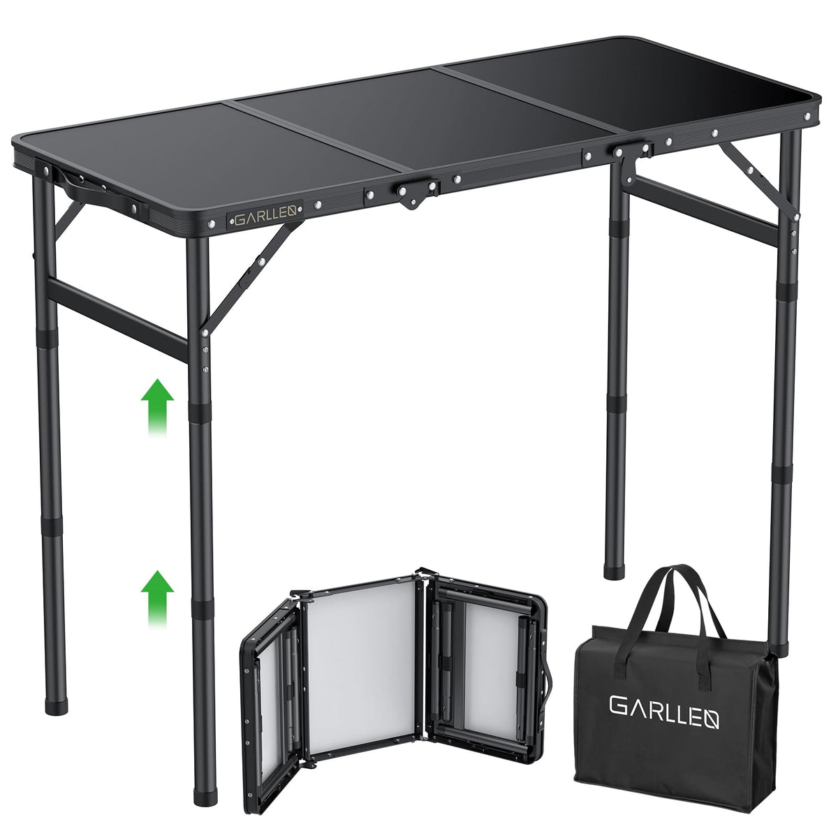 GARLLEN folded front view showing compact portability and organized storage