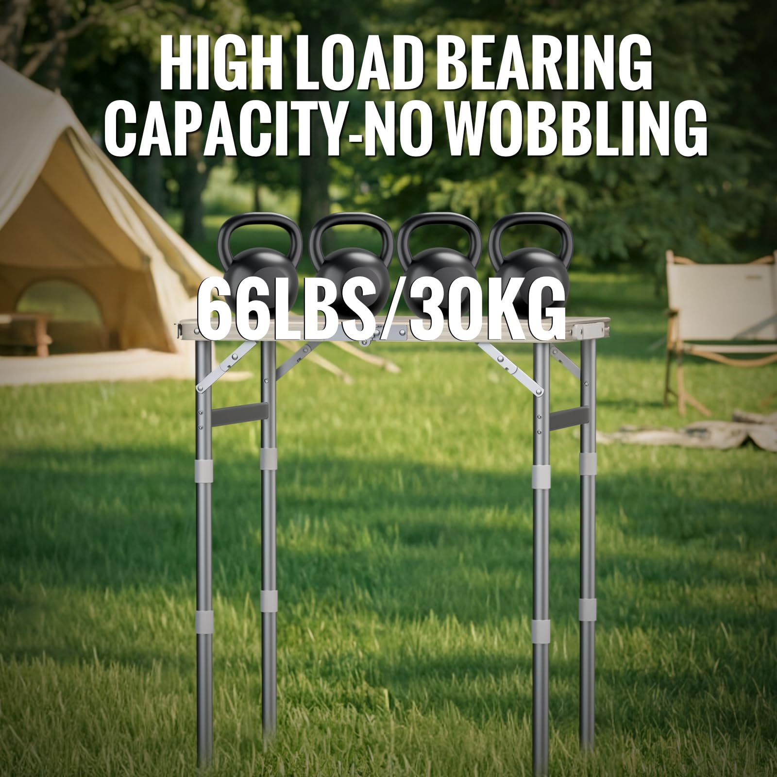 GARLLEN table at 18.9" mid height used for dining with balanced stability