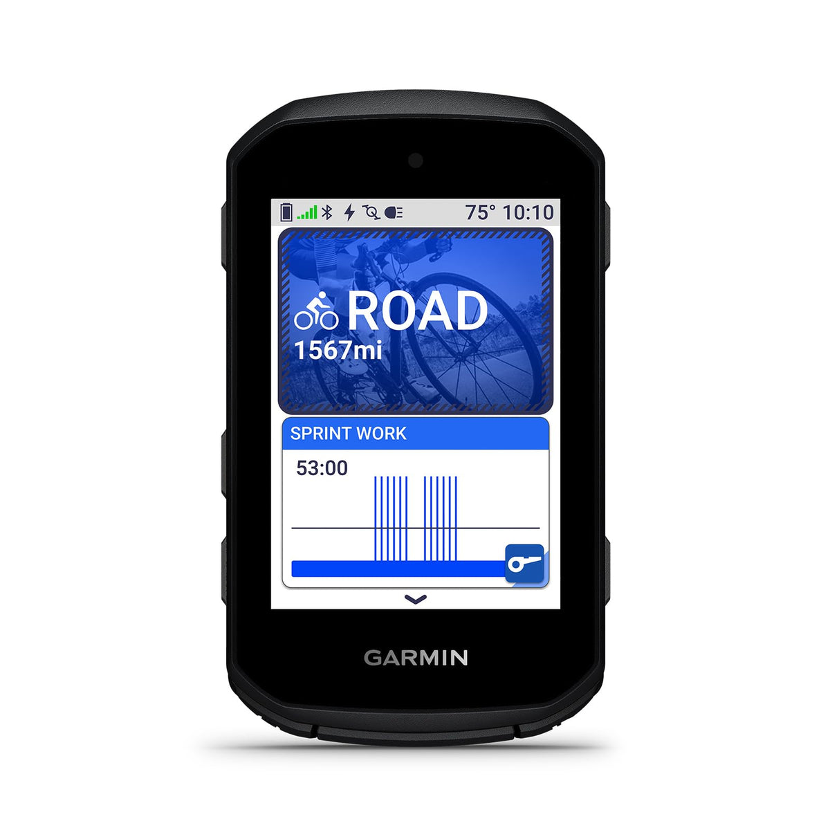 Garmin Edge 550 front display showing route and clear readout for faster decisions