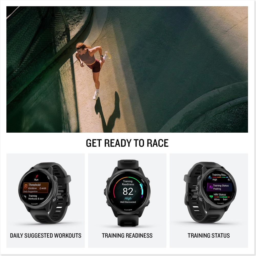 Garmin Forerunner 570 on runner's wrist demonstrating tracking during run