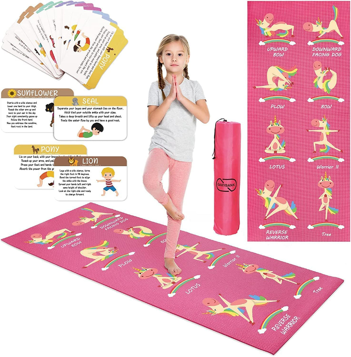 Garybank unicorn mat front view showing cute print and safe grip