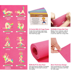Garybank yoga cards spread displaying colorful kid-friendly guidance
