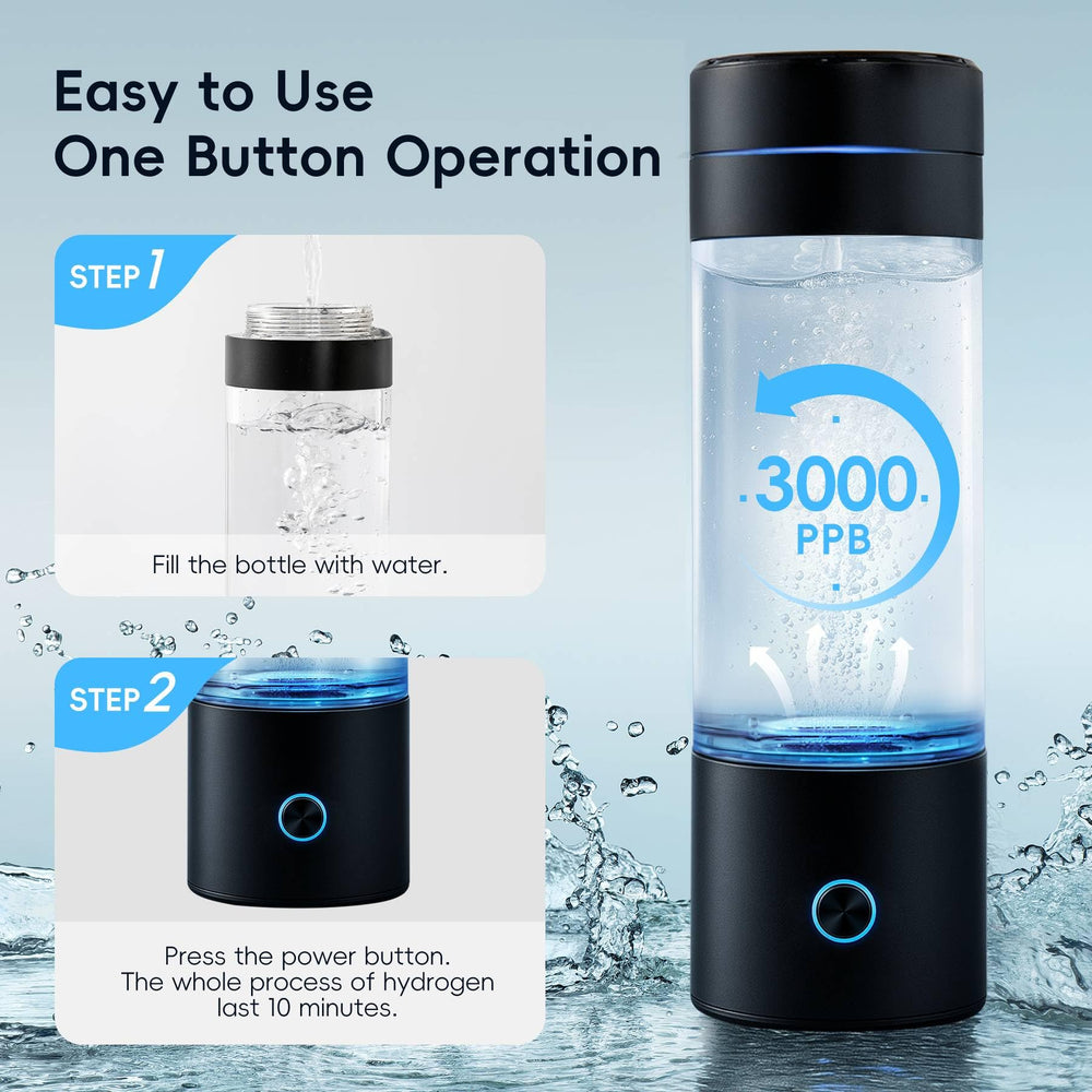 GasClub next to a standard water bottle showing compact 290ml travel size