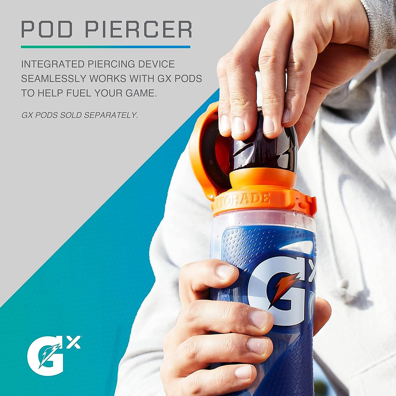 Gatorade Gx bottle in use on field showing reliable hydration during practice