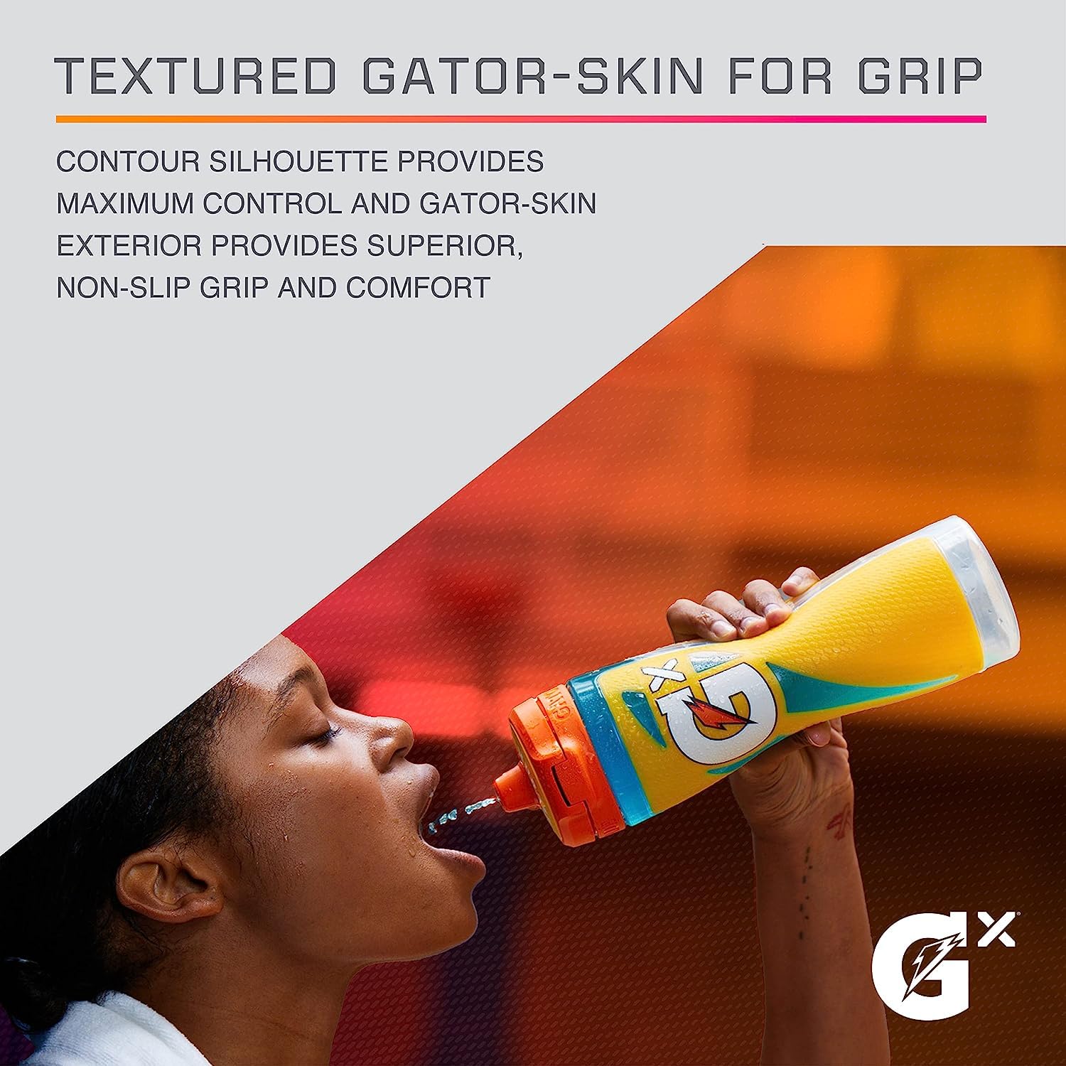 Gatorade Gx wide-mouth fill opening for easy refilling and adding ice