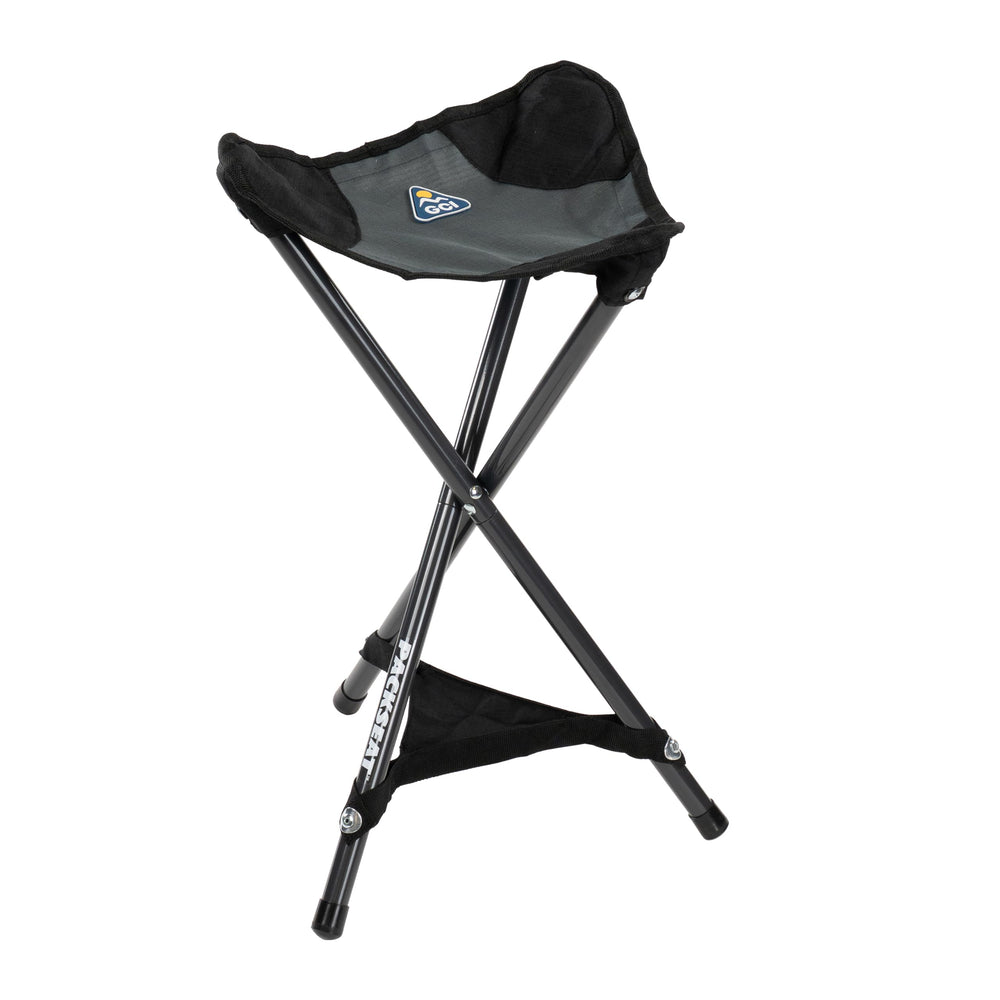 GCI Outdoor PackSeat front view showing compact tripod stability and portability